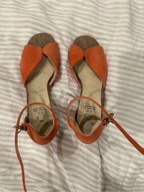 KMB Pink/Coral Suede Open-Toe Ankle Strap Heels